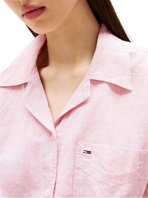 Camicetta donna rosa misto lino Tommy Jeans | DW0DW20286TH3